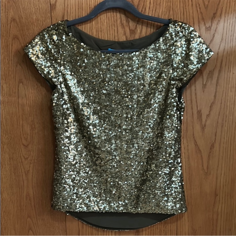 Alice + Olivia Gold silk Sequin Blouse